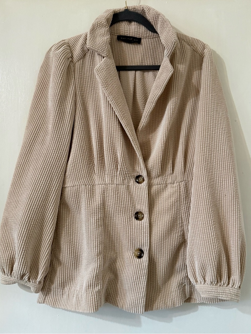 Anthropologie Current Air Puff Sleeve Corduroy Blazer